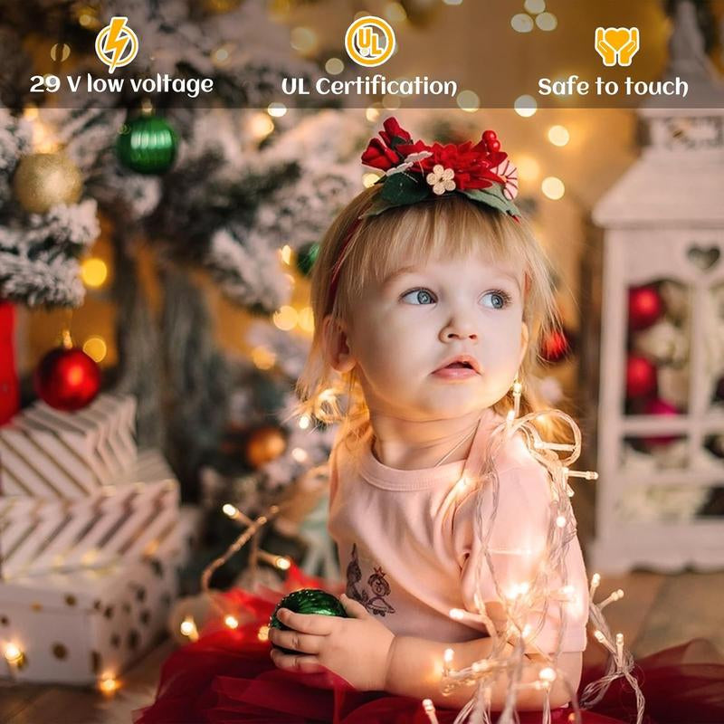 Transform Your Space with 400 LED Warm White Icicle Christmas Lights - 33Ft Waterproof Curtain String Lights with 8 Modes for Festive Decor!
