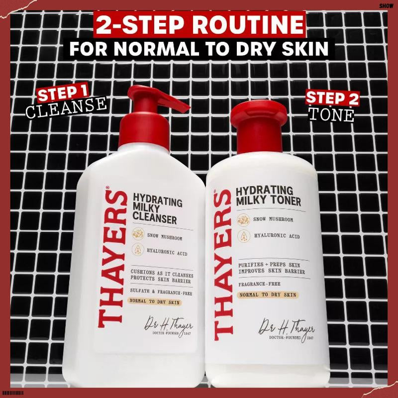 Experience Luxurious Hydration with Thayers Natural Remedies Milky Hydrating Face Toner - Infused with Snow Mushroom & Hyaluronic Acid, 12 fl oz
