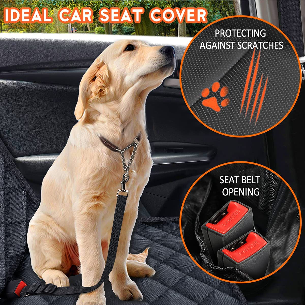 Paw-some Dog Car Seat Cover: Keep Your Ride Fur-tastic and Mess-Free with Our Waterproof, Non-Slip Back Seat Protector - Perfect for Pups and Tiny Humans!