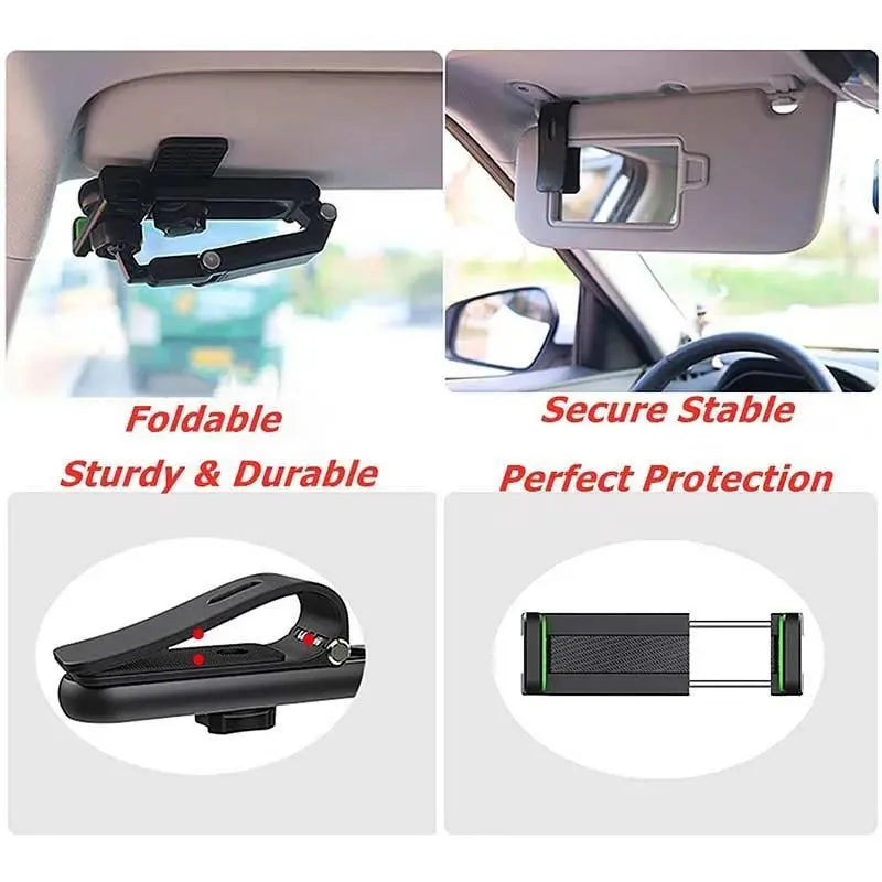 Revolutionary 1080° Multi-Function Sun Visor Phone Holder - Universal 360° Rotating Car Accessory for Ultimate Convenience