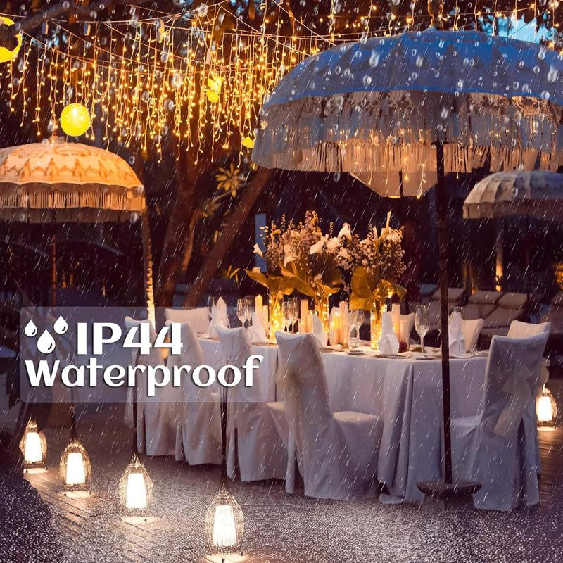 Transform Your Space with 400 LED Warm White Icicle Christmas Lights - 33Ft Waterproof Curtain String Lights with 8 Modes for Festive Decor!