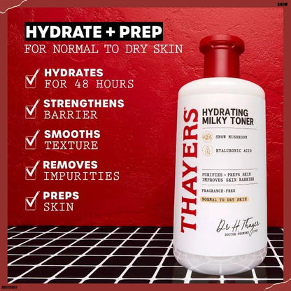Experience Luxurious Hydration with Thayers Natural Remedies Milky Hydrating Face Toner - Infused with Snow Mushroom & Hyaluronic Acid, 12 fl oz