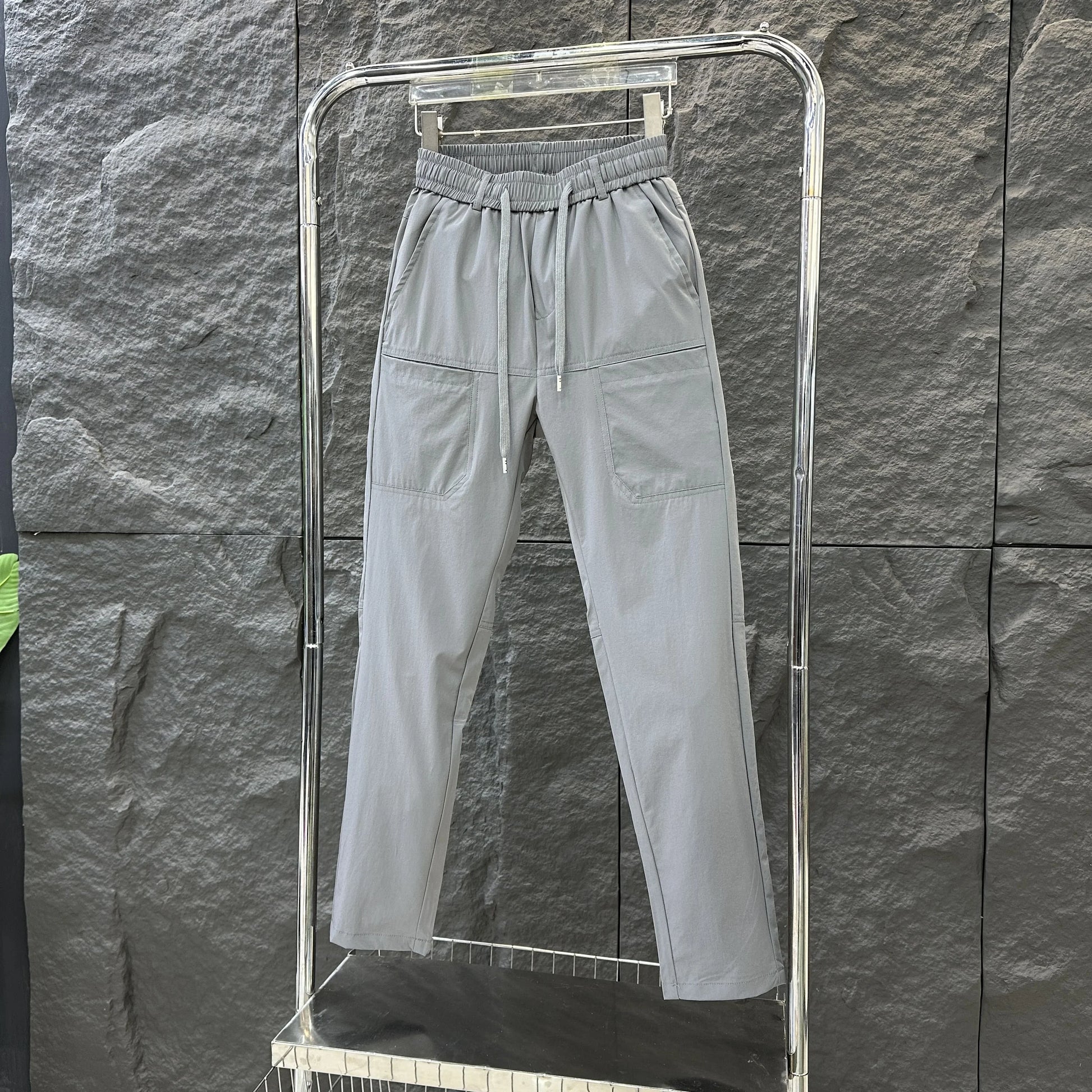 Multipants High Stretch Multi-Pocket Durable Cargo Pants Ice Silk Solid Color Waterproof High Elastic Men'S Casual Daily Wear