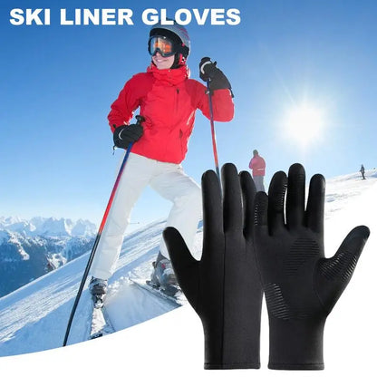 Ultimate Winter Liner Gloves - Non-Slip, Warm, Full-Fingered Thermal Ski Gloves with Windproof Touchscreen for Cycling, Driving, and Hiking