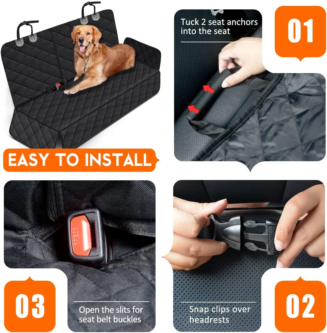 Paw-some Dog Car Seat Cover: Keep Your Ride Fur-tastic and Mess-Free with Our Waterproof, Non-Slip Back Seat Protector - Perfect for Pups and Tiny Humans!