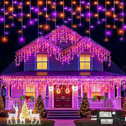 Transform Your Space with 400 LED Warm White Icicle Christmas Lights - 33Ft Waterproof Curtain String Lights with 8 Modes for Festive Decor!