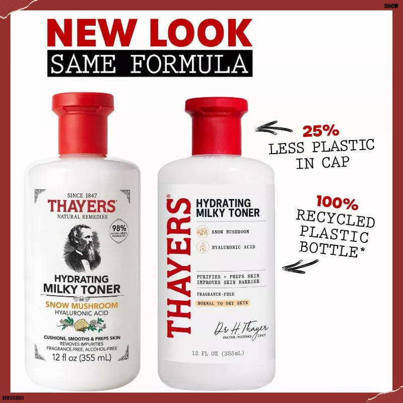 Experience Luxurious Hydration with Thayers Natural Remedies Milky Hydrating Face Toner - Infused with Snow Mushroom & Hyaluronic Acid, 12 fl oz