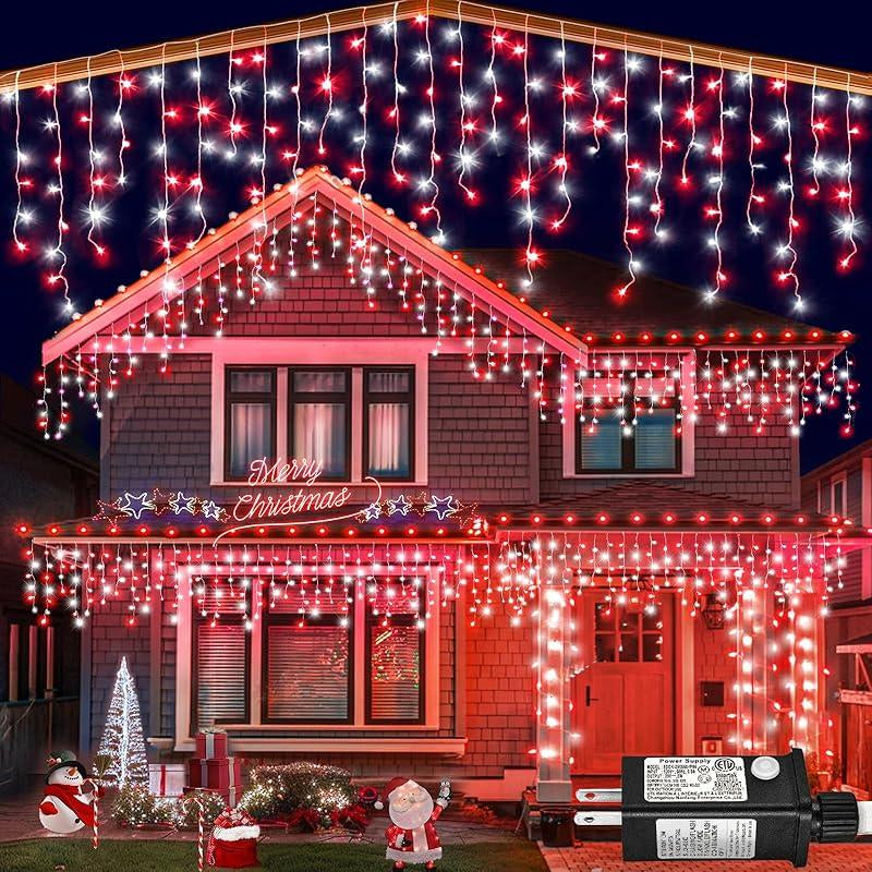 Transform Your Space with 400 LED Warm White Icicle Christmas Lights - 33Ft Waterproof Curtain String Lights with 8 Modes for Festive Decor!