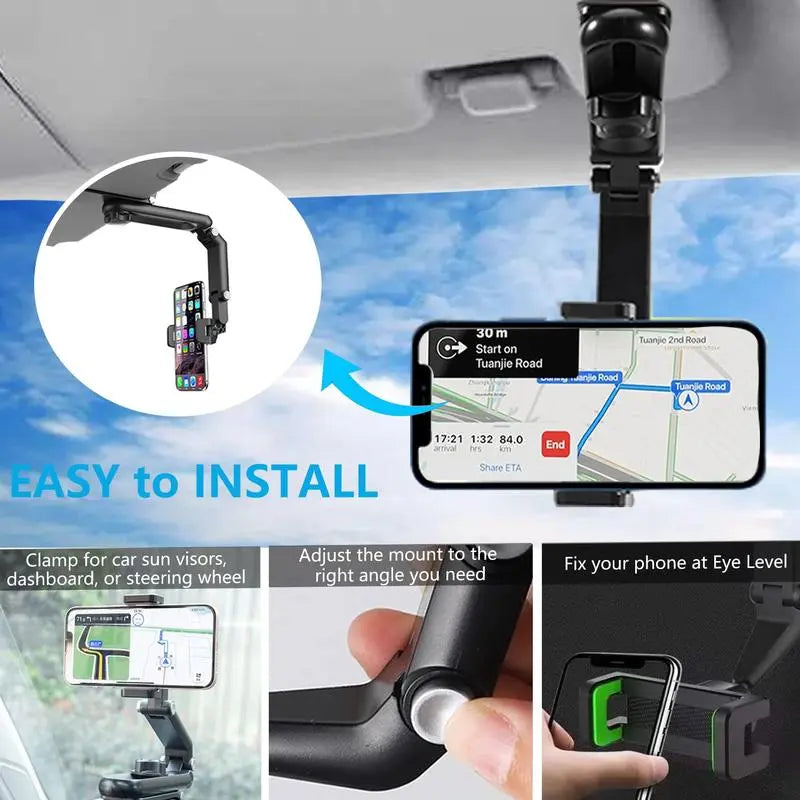 Revolutionary 1080° Multi-Function Sun Visor Phone Holder - Universal 360° Rotating Car Accessory for Ultimate Convenience