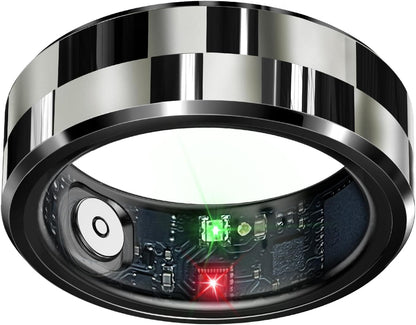 Smart Ring Health Tracker, Sleep Tracker Ring with Heart Rate, Waterproof Fitness Ring for Activity Monitoring/Steps/Distance/Calories, Air Gestures, up to 7-Day Battery, for Ios Android (Black,#10)
